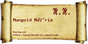 Mangold Mária névjegykártya